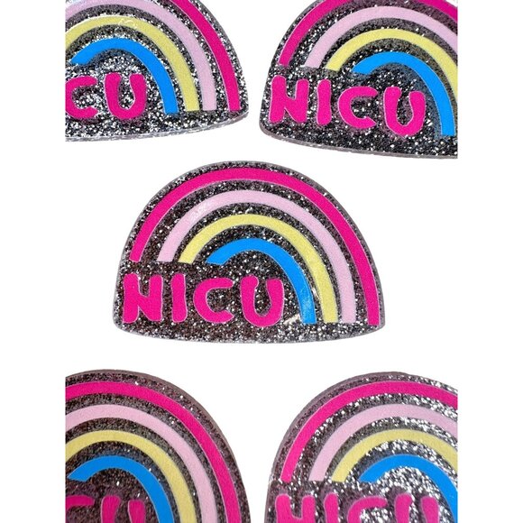 10 pc glitter NICU RN Nurse acrylic flat back charm for badge reels keyrings ear - Picture 4 of 5